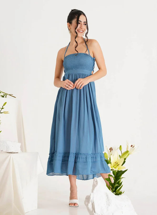 PRIZO PRIZO Halter Neck Fit & Flare Midi Dress